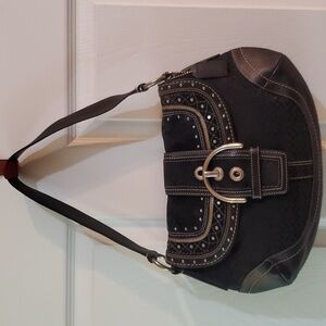 Y2K Black Large Coach Cloth,Leather,Suede